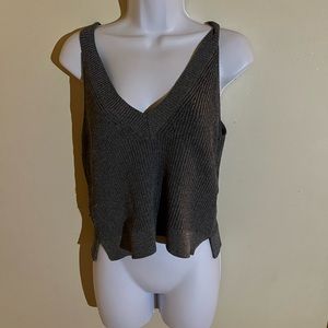 Grey sleeveless v neck sweater